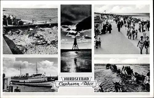 Ak Nordseebad Döse Cuxhaven, Promenade, Wattwagen, Fährschiff, Strand