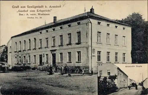 Ak Seeligstadt Großharthau in Sachsen, Gasthof zum Erbgericht, Arnsdorfer Straße
