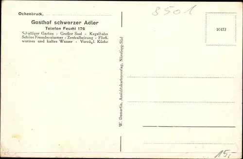 Ak Ochenbruck Schwarzenbruck in Mittelfranken, Gasthof schwarzer Adler