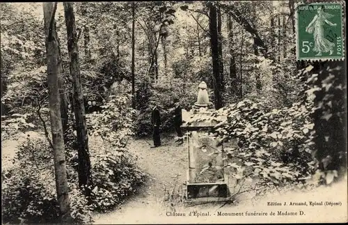 Ak Épinal Lothringen Vosges, Le Chateau, Monument funeraire de Madame D.