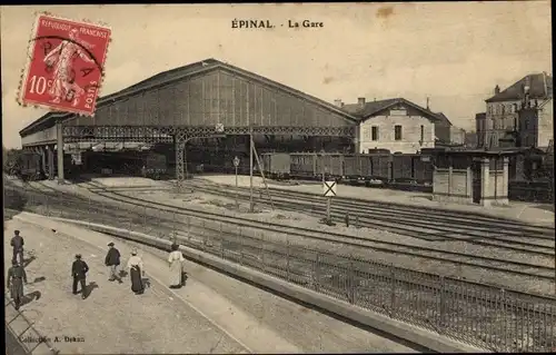 Ak Épinal Lothringen Vosges, La Gare