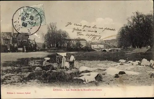 Ak Épinal Lothringen Vosges, Les Bords de la Moselle au Cours