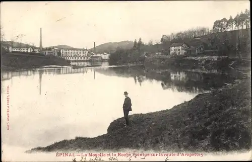 Ak Épinal Lothringen Vosges, La Moselle, La Roche Pointue sur la route d'Archettes