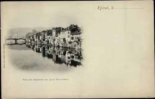 Ak Épinal Lothringen Vosges, Vieilles Maisons du Quai Rualmenil