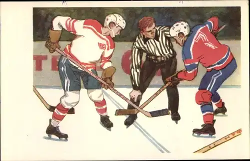 Ak QSL Funkerkarte, UV9DO, Eishockey, Darmstadt