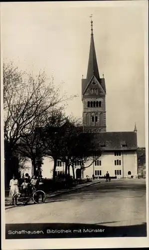 Ak Schaffhausen am Rhein Schweiz, Bibliothek, Münster