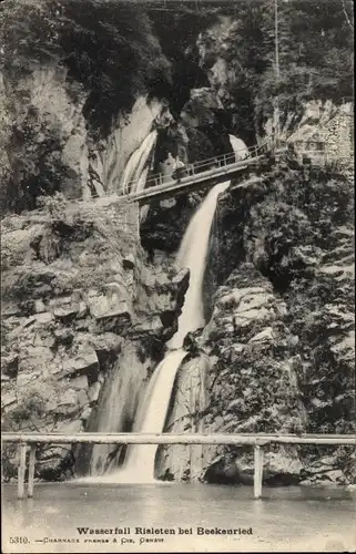 Ak Beckenried Kt. Nidwalden Schweiz, Wasserfall Risleten