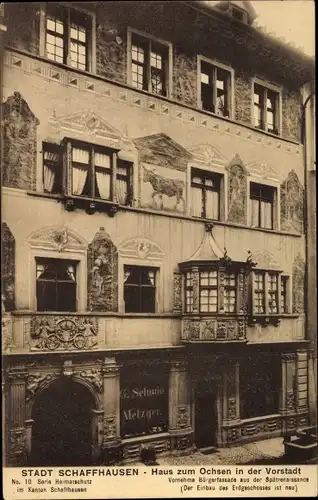 Ak Schaffhausen am Rhein Schweiz, Haus zum Ochsen in der Vorstadt, Metzger G. Schmid