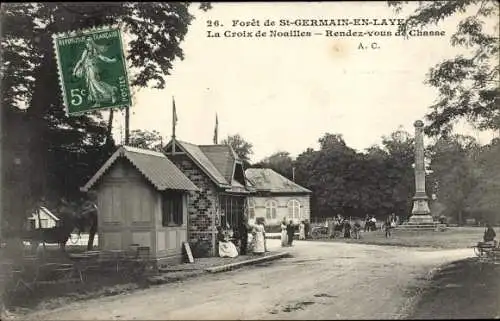 Ak Saint Germain en Laye Yvelines, Foret, La Croix de Noailles, Rendez vous de Chasse