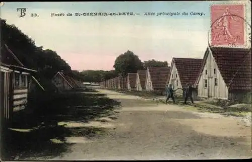 Ak Saint Germain en Laye Yvelines, Allee principale du Camp, Foret