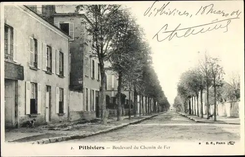 Ak Pithiviers Loiret, Boulevard du Chemin de Fer