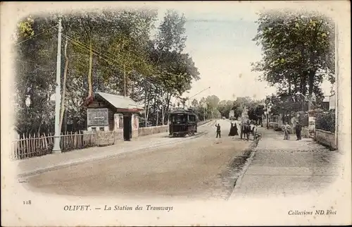 Ak Olivet Loiret, La Station des Tramways