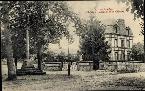 Ak Conches Eure, L'Ecole de Garcons, Le Calvaire