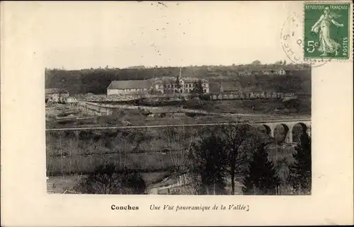 Ak Conches Eure, Une Vue panoramique de la Vallee