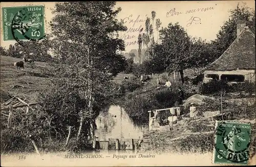 Ak Le Mesnil Simon Calvados, Paysage aux Douaires