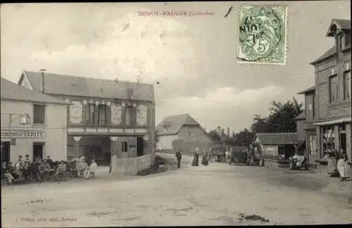 Ak Le Mesnil Mauger Mézidon Vallée d’Auge Calvados, Straßenpartie