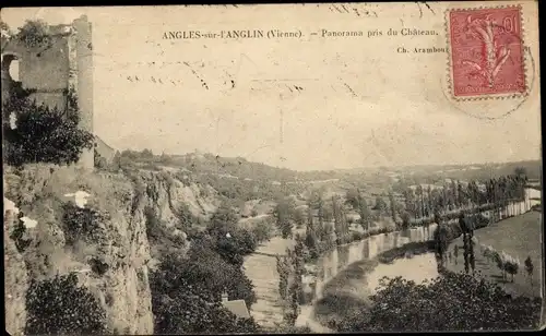 Ak Angles sur l'Anglin Vienne, Panorama pris du Chateau