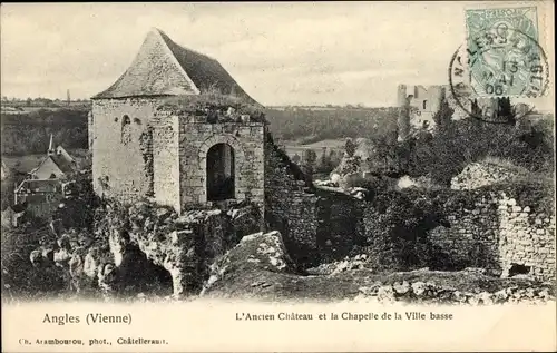 Ak Angles sur l'Anglin Vienne, L'Ancien Chateau, La Chapelle de la Ville basse