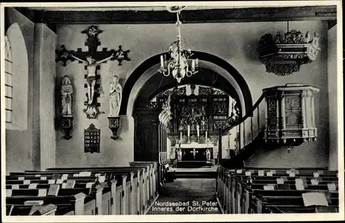 Ak Nordseebad Sankt Peter Ording, Inneres der Dorfkirche