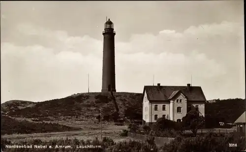 Ak Nebel auf der Insel Amrum Nordfriesland, Leuchtturm