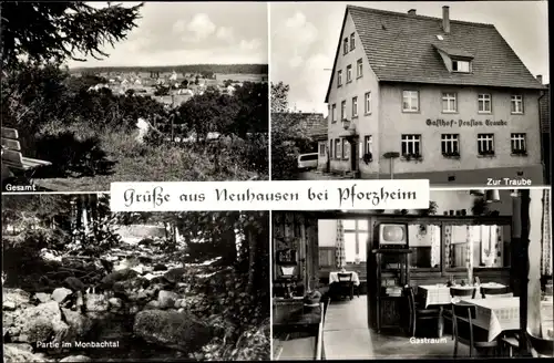 Ak Neuhausen im Enzkreis bei Pforzheim, Gasthaus-Pension zur Traube, Innenansicht