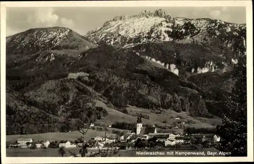 Ak Niederaschau Aschau im Chiemgau Oberbayern, Panorama, Kampenwand, Bayr. Alpen