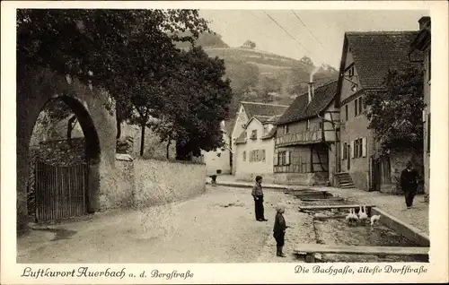 Ak Auerbach Bensheim an der Bergstraße in Hessen, Die Bachgasse, älteste Dorfstraße