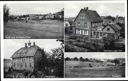 Ak Einbach Buchen im Odenwald Baden, Ort, Gasthof z. bad. Hof, Schule