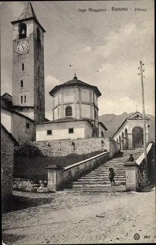 Ak Baveno Lago Maggiore Piemonte Italien, Chiesa, Kirchturm