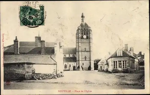 Ak Neuville Loiret, Place de l'Eglise