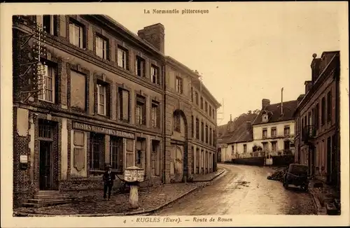 Ak Rugles Eure, Route de Rouen, Poste