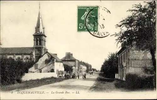 Ak Équemauville Calvados, La Grande Rue