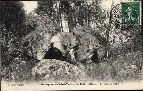 Ak Boissy sous Saint Yon Essonne, Les Rochers Blancs, Le Trou du Diable