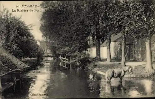 Ak Étampes Essonne, La Riviere du Port