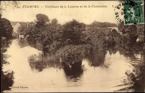 Ak Etampes Essonne, Confluent de la Louette et de la Chalouette