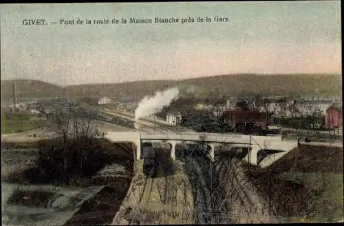 Ak Givet Ardennes, Pont de la route de la Maison Blanche pres de la Gare, Eisenbahn