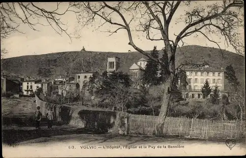 Ak Volvic Puy de Dôme, L'Hopital, L'Eglise, Le Puy de la Banniere
