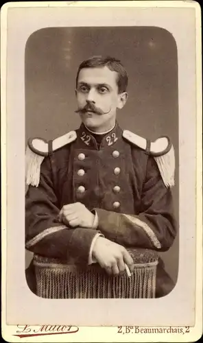 CdV Französischer Soldat, Dritte Republik, Uniform, Regt. Nr. 22, Epaulette