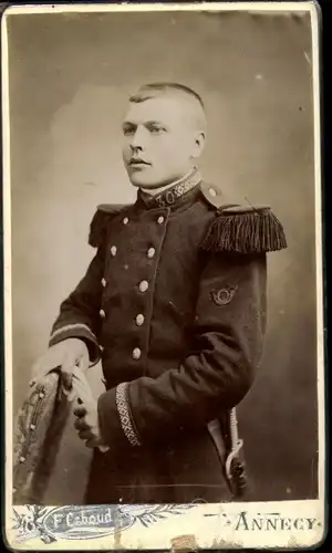 CdV Französischer Soldat, Dritte Republik, Uniform, Standportrait, Regt. Nr. 30, Epaulette