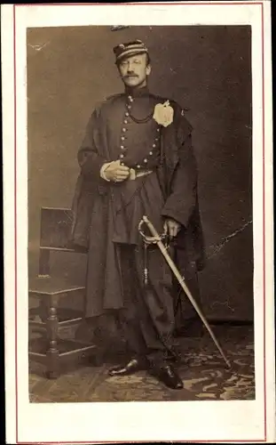 CdV Französischer Soldat, Dritte Republik, Uniform, Standportrait, Degen