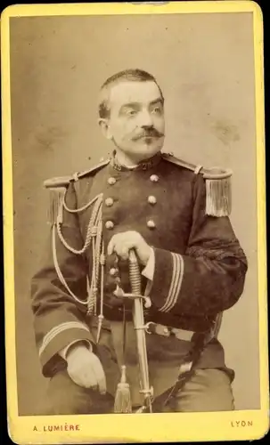 CdV Französischer Soldat, Dritte Republik, Uniform, Degen, Regt. Nr. 75, Epaulette