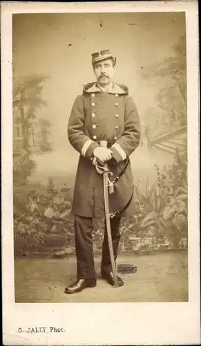 CdV Französischer Soldat, Dritte Republik, Uniform, Standportrait, Säbel