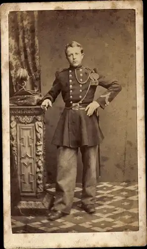 CdV Französischer Soldat, Dritte Republik, Uniform, Standportrait, Degen, Schützenschnur