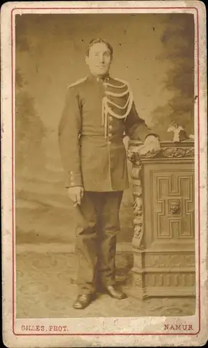 CdV Belgischer Soldat, Uniform, Standportrait, Schützenschnur
