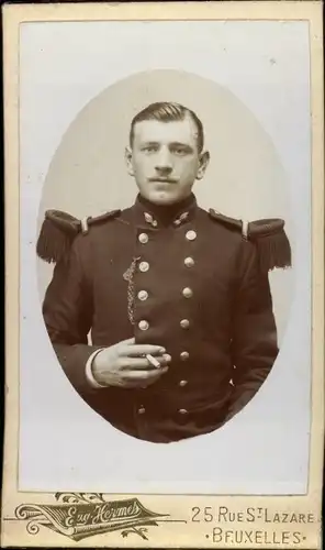 CdV Belgischer Soldat, Uniform, Epaulette, Portrait