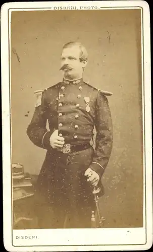 CdV Französischer Soldat, Dritte Republik, Uniform, Standportrait, Orden, Epaulette