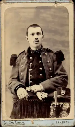 CdV Französischer Soldat, Dritte Republik, Uniform, Regt. Nr. 21, Epaulette, Portrait