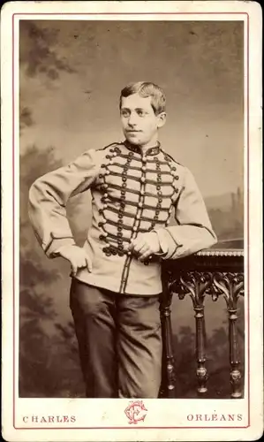 CdV Französischer Soldat, Dritte Republik, Husarenuniform, Standportrait