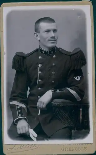 CdV Französischer Soldat, Dritte Republik, Uniform, Regt. Nr. 4, Epaulette