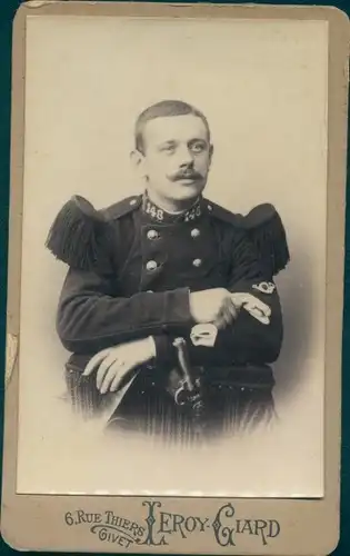 CdV Französischer Soldat, Dritte Republik, Uniform, Regt. Nr. 148, Epaulette